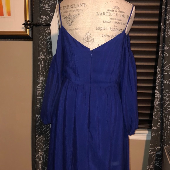 Anthropologie Blue Off The Shoulder Dress - L - Picture 5 of 6